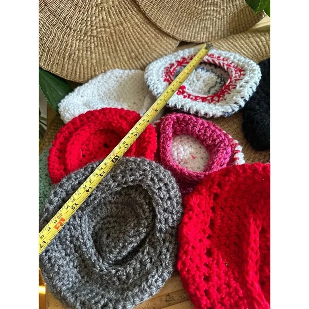 Lot of 9 Small hand knit Beret hats